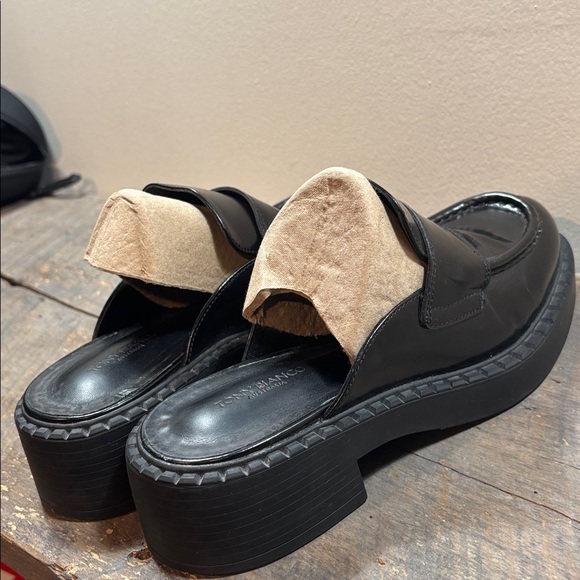 Tony Bianco Black Leather Loafer Slip On Mules - Picture 5 of 11